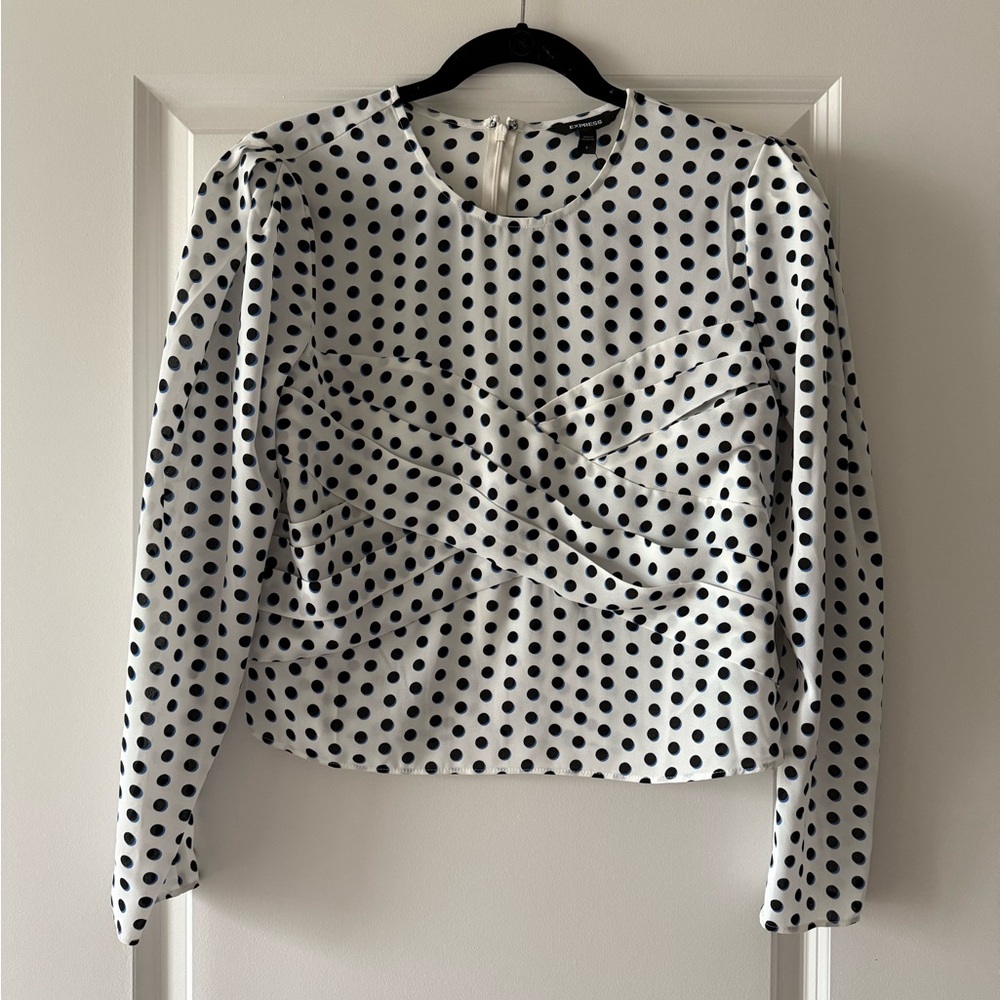 Express Black and White Polka Dot Blouse